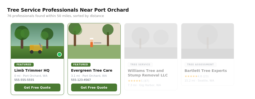 Featured listing placement in search results